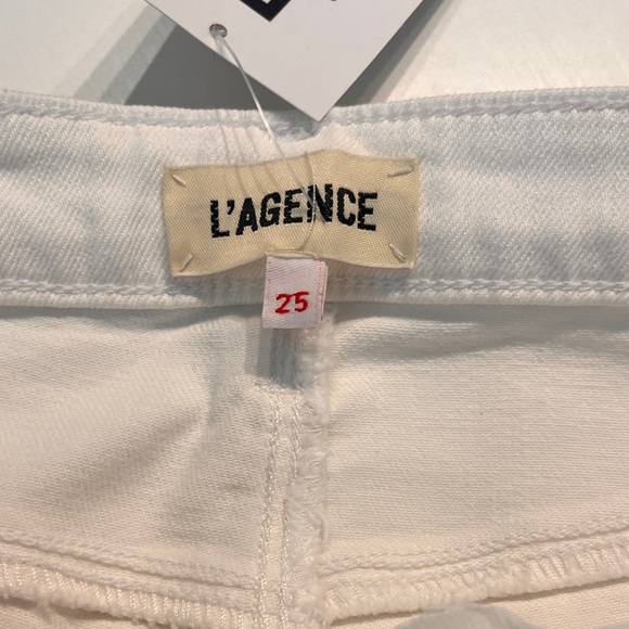 NWT L'AGENCE MARGOT HIGH RISE SKINNY IN BLANC DESTRUCT Size 25 - Picture 5 of 11